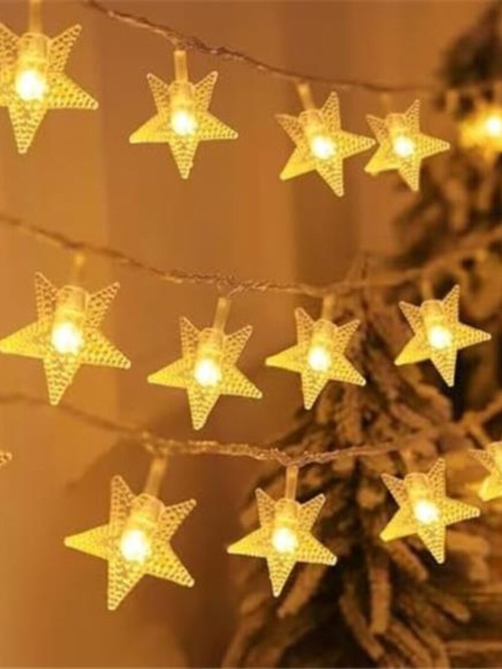 Star String Lights Battery Operated 10Ft 20 LED Fairy Lights Warm White Decor